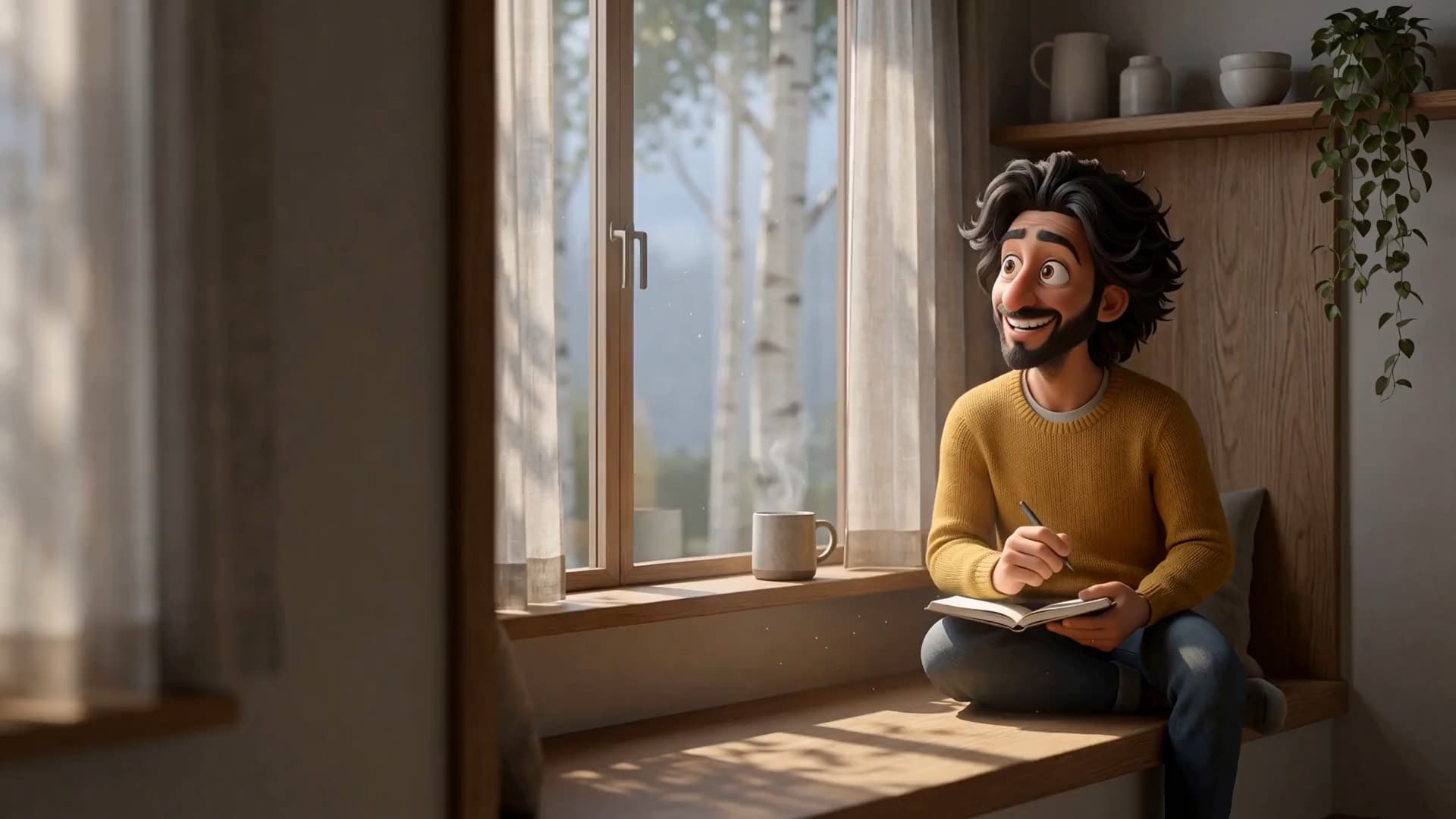 Fagbloggen til TTI Group: animert film der en skribent sitter i vinduskarmen med notatbok og penn, midt i en tanke.